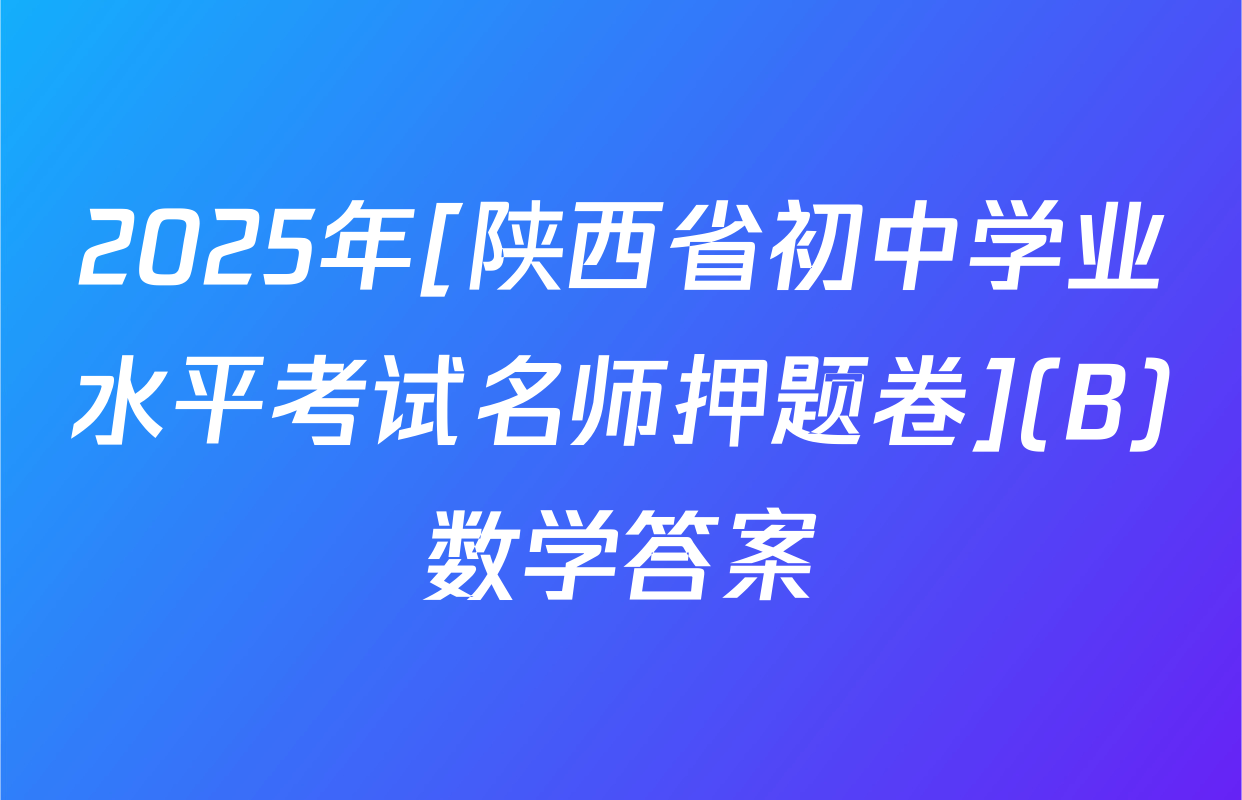 2025年[陕西省初中学业水平考试名师押题卷](B)数学答案