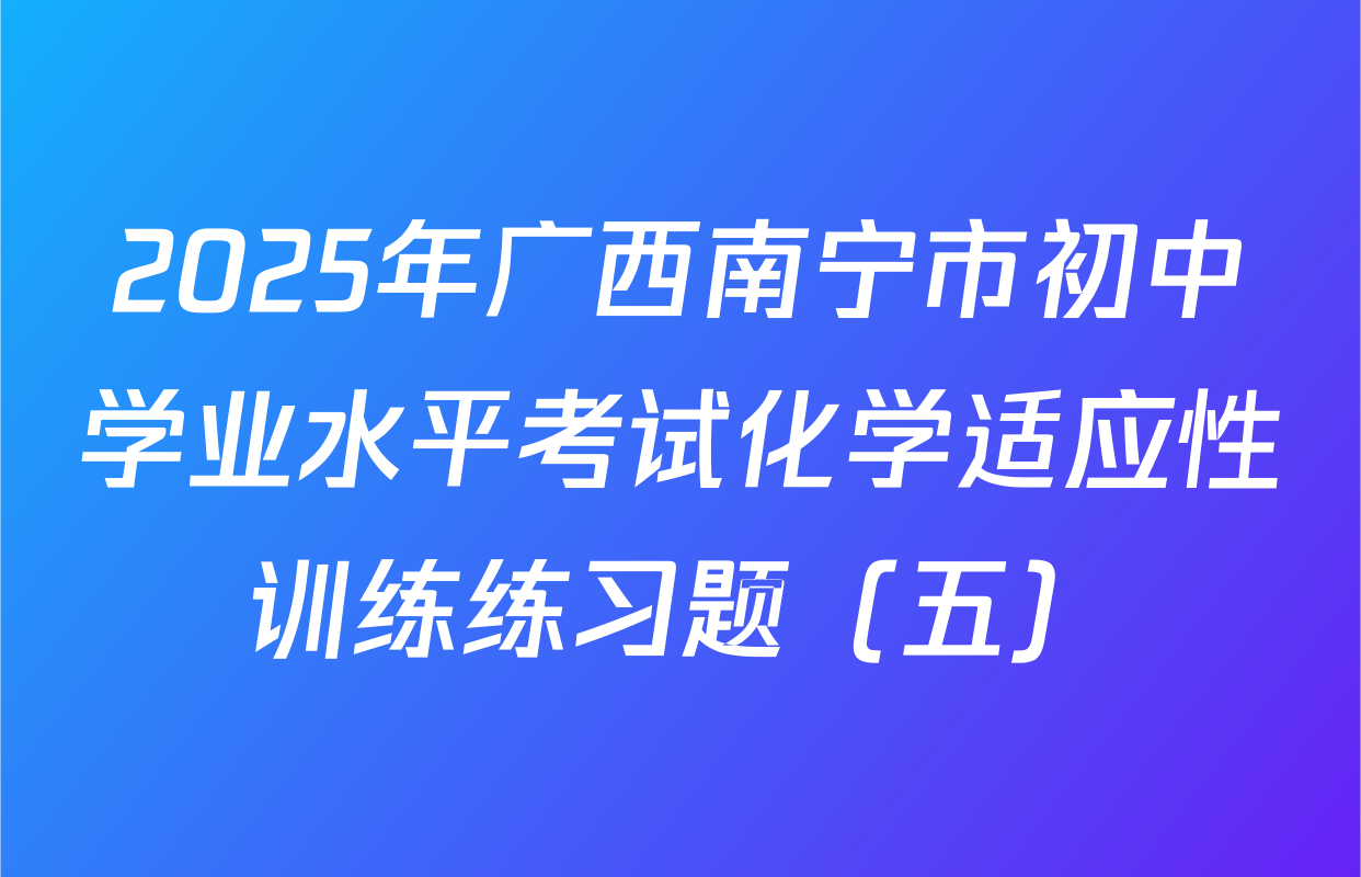 2025年广西南宁市初中学业水平考试化学适应性训练练习题（五）