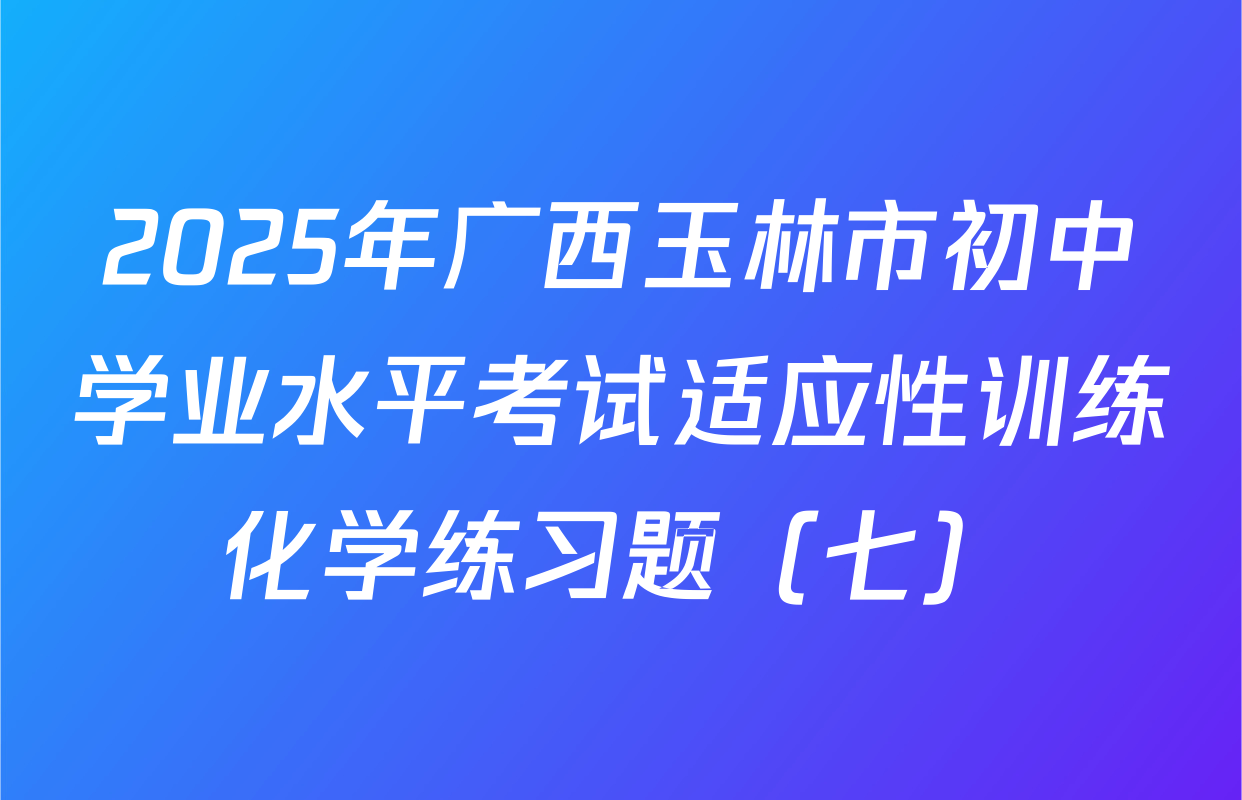 2025年广西玉林市初中学业水平考试适应性训练化学练习题（七）