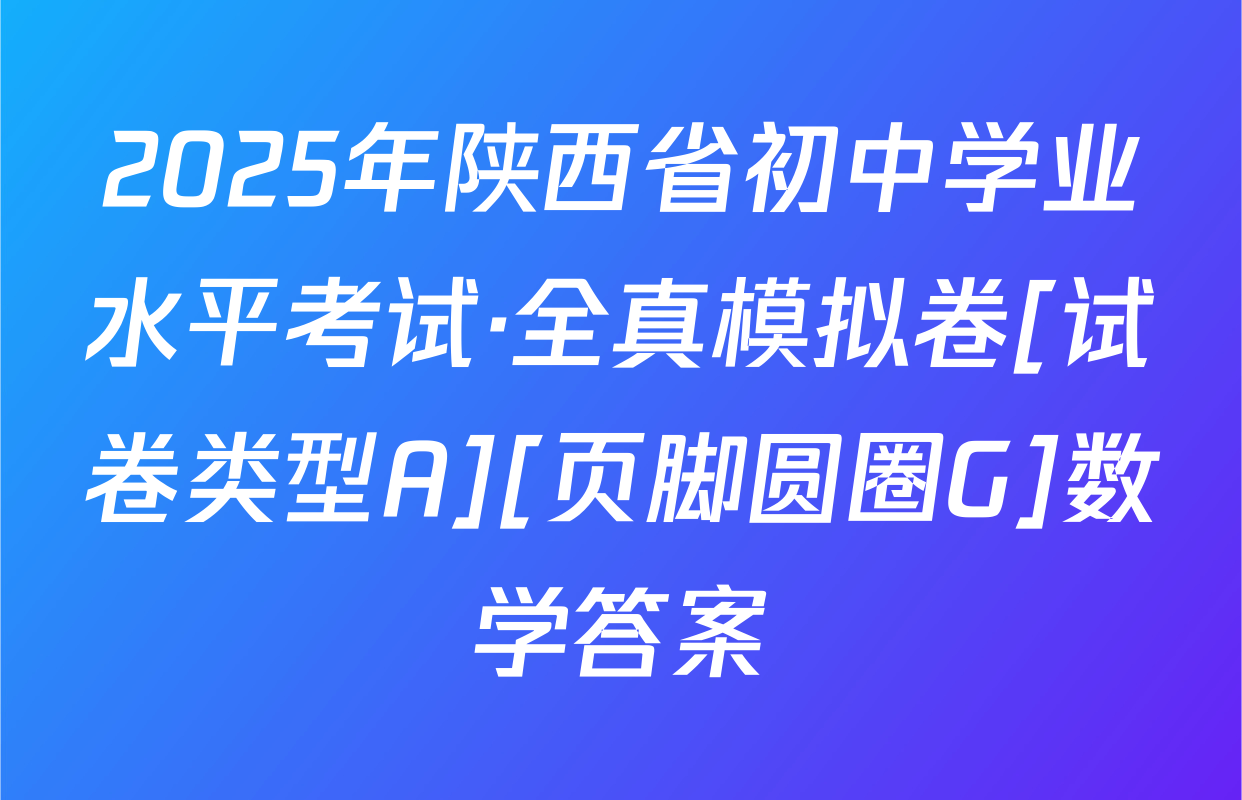 2025年陕西省初中学业水平考试·全真模拟卷[试卷类型A][页脚圆圈G]数学答案