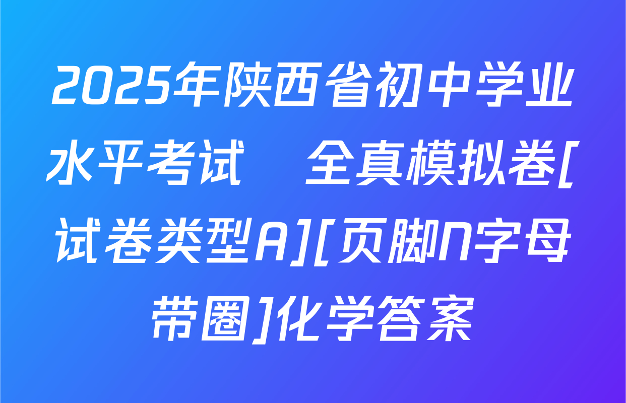 2025年陕西省初中学业水平考试•全真模拟卷[试卷类型A][页脚N字母带圈]化学答案