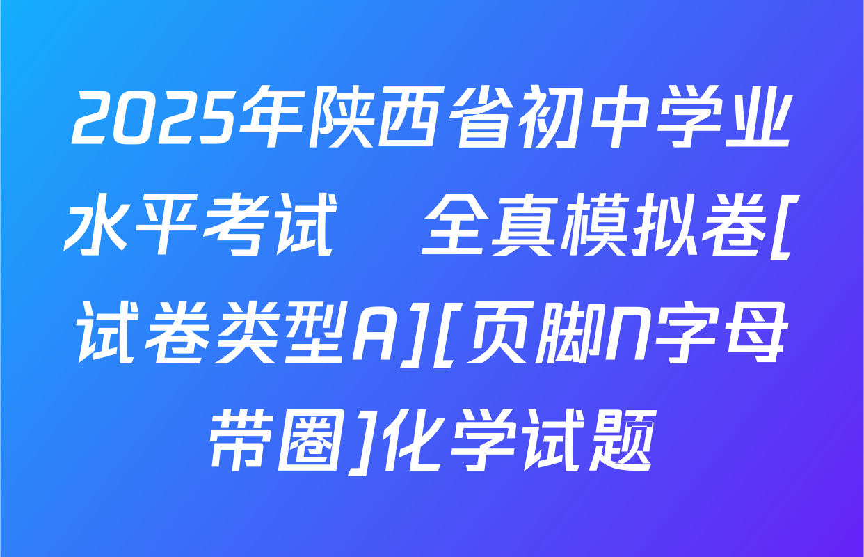 2025年陕西省初中学业水平考试•全真模拟卷[试卷类型A][页脚N字母带圈]化学试题