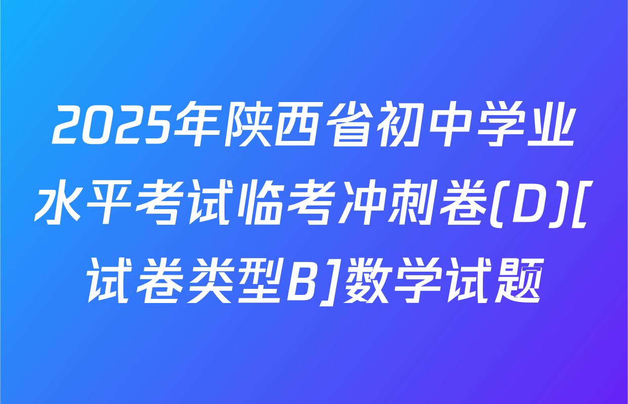 2025年陕西省初中学业水平考试临考冲刺卷(D)[试卷类型B]数学试题