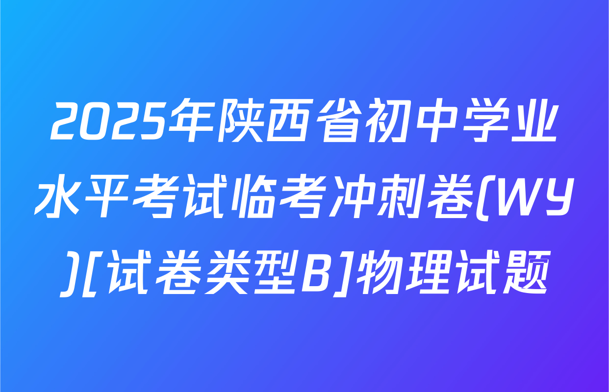 2025年陕西省初中学业水平考试临考冲刺卷(WY)[试卷类型B]物理试题