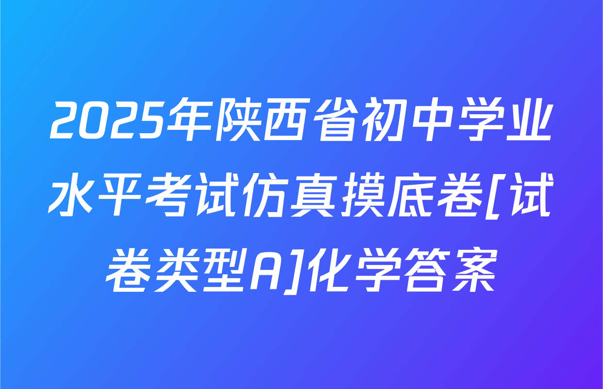 2025年陕西省初中学业水平考试仿真摸底卷[试卷类型A]化学答案