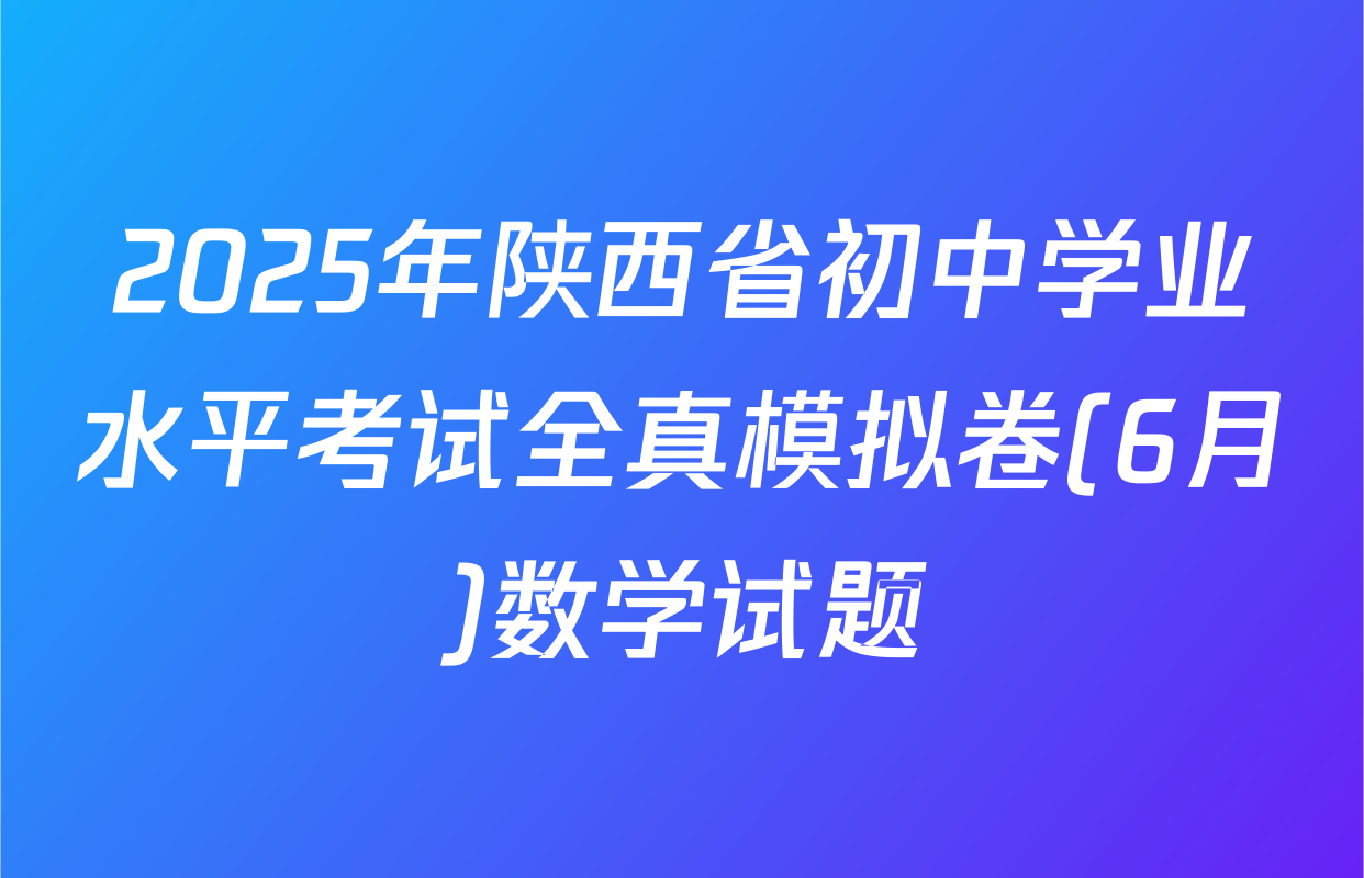 2025年陕西省初中学业水平考试全真模拟卷(6月)数学试题