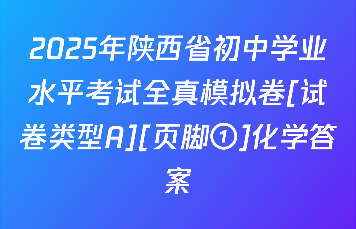 2025年陕西省初中学业水平考试全真模拟卷[试卷类型A][页脚①]化学答案