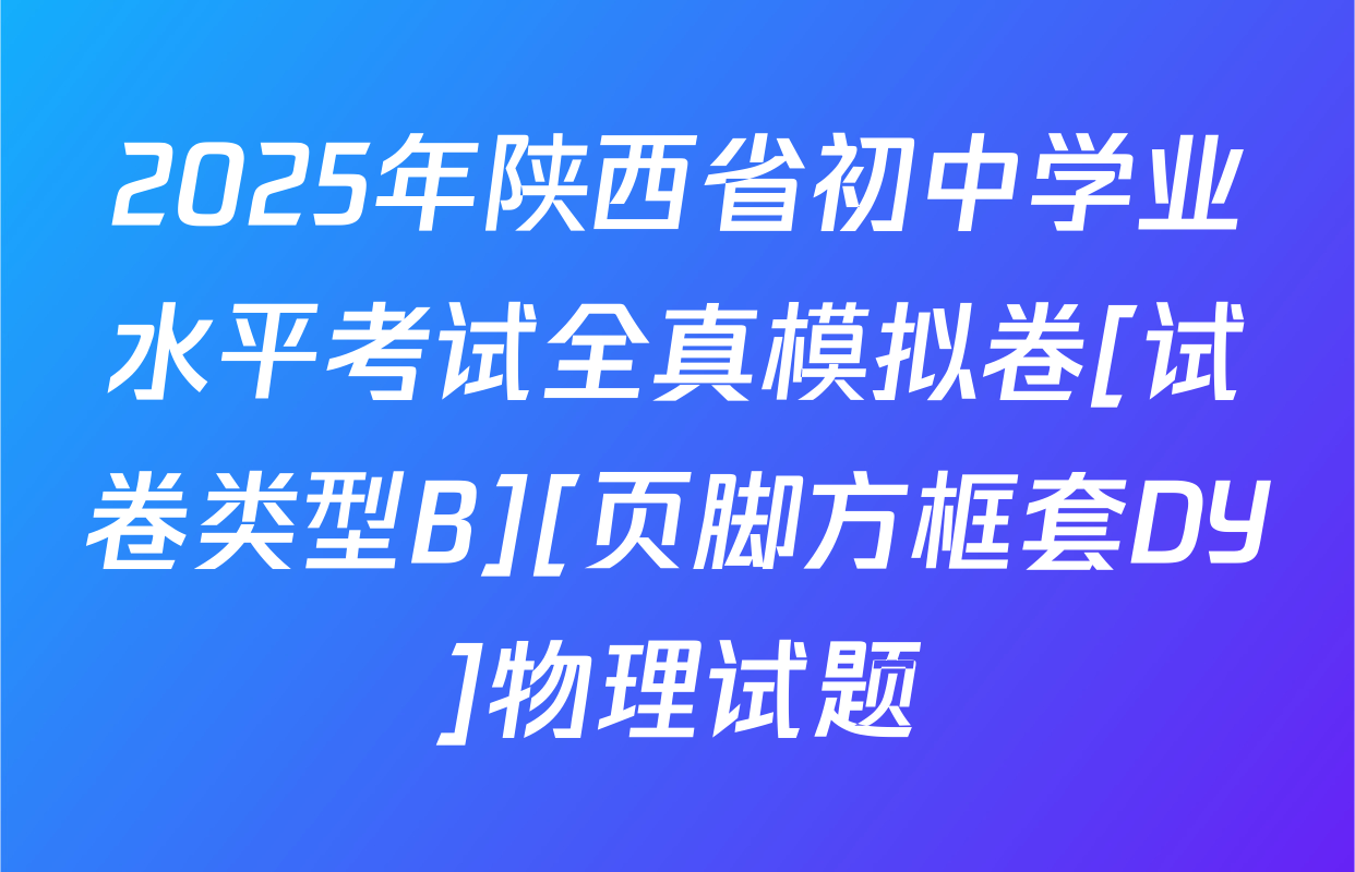 2025年陕西省初中学业水平考试全真模拟卷[试卷类型B][页脚方框套DY]物理试题