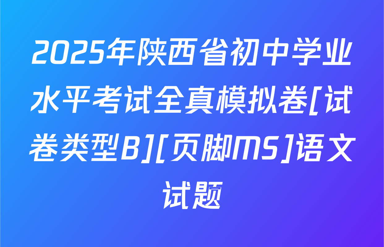 2025年陕西省初中学业水平考试全真模拟卷[试卷类型B][页脚MS]语文试题
