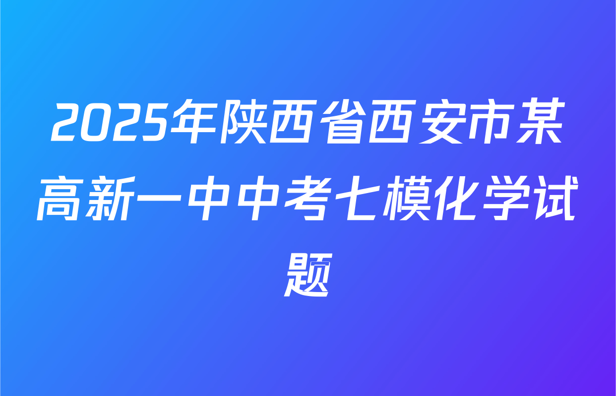 2025年陕西省西安市某高新一中中考七模化学试题