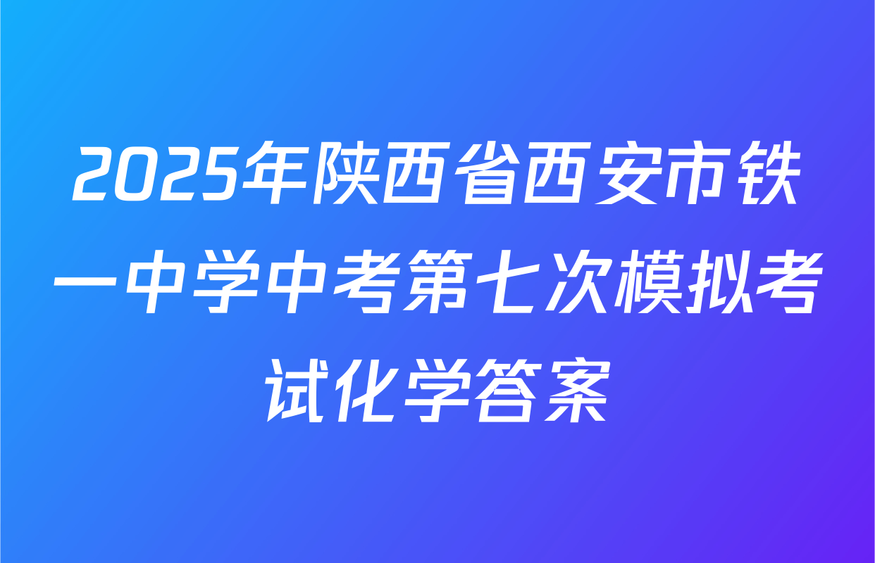 2025年陕西省西安市铁一中学中考第七次模拟考试化学答案