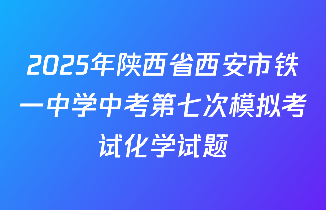 2025年陕西省西安市铁一中学中考第七次模拟考试化学试题