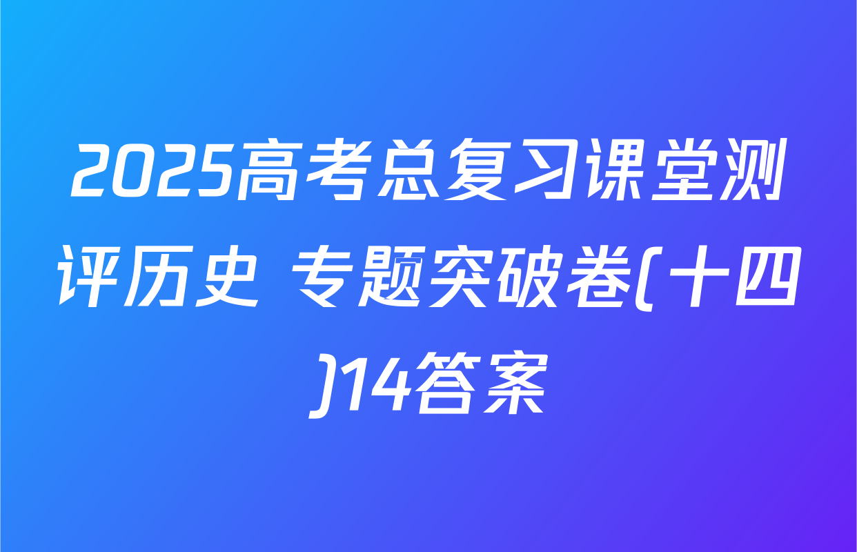 2025高考总复习课堂测评历史 专题突破卷(十四)14答案