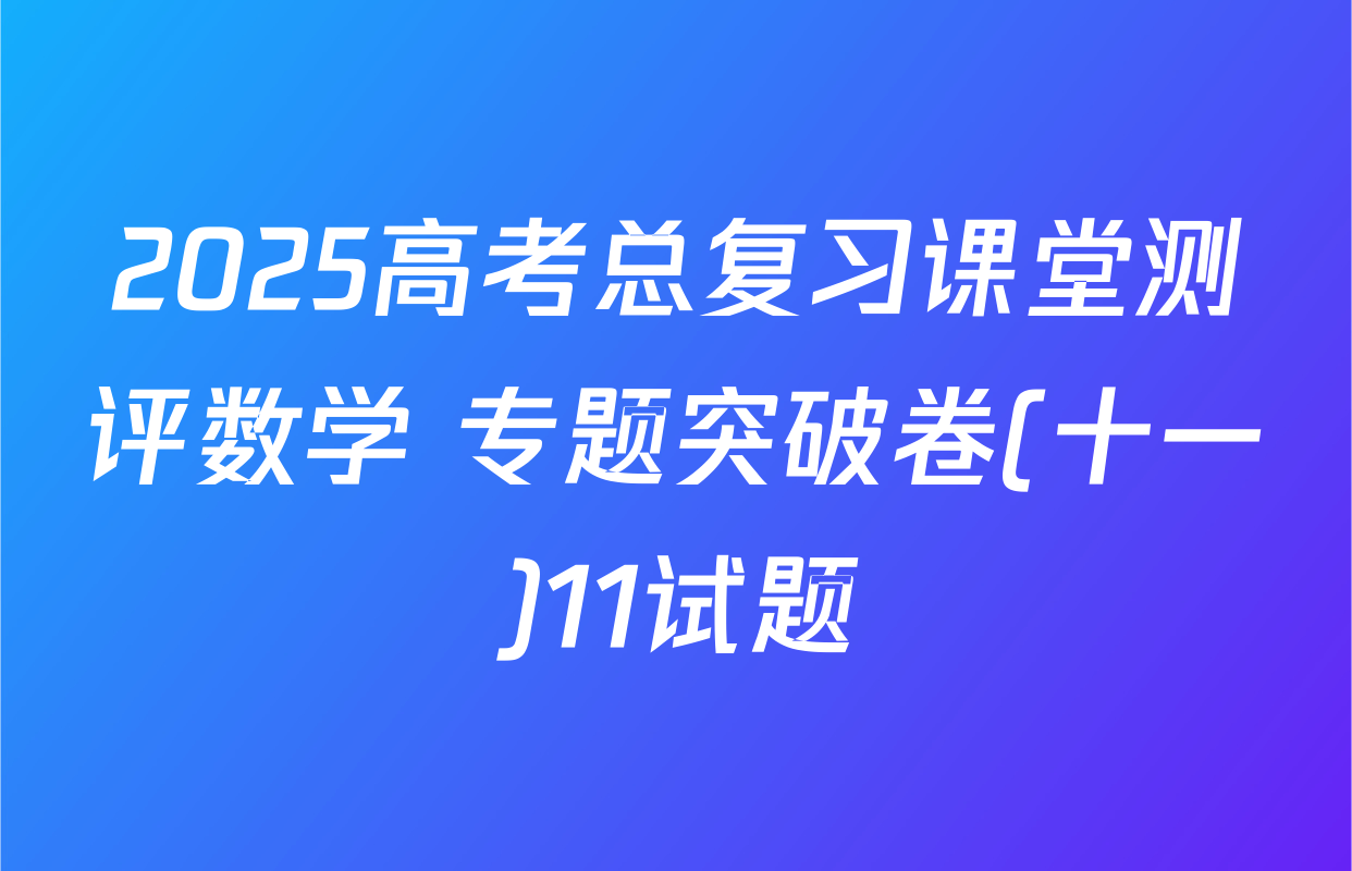 2025高考总复习课堂测评数学 专题突破卷(十一)11试题