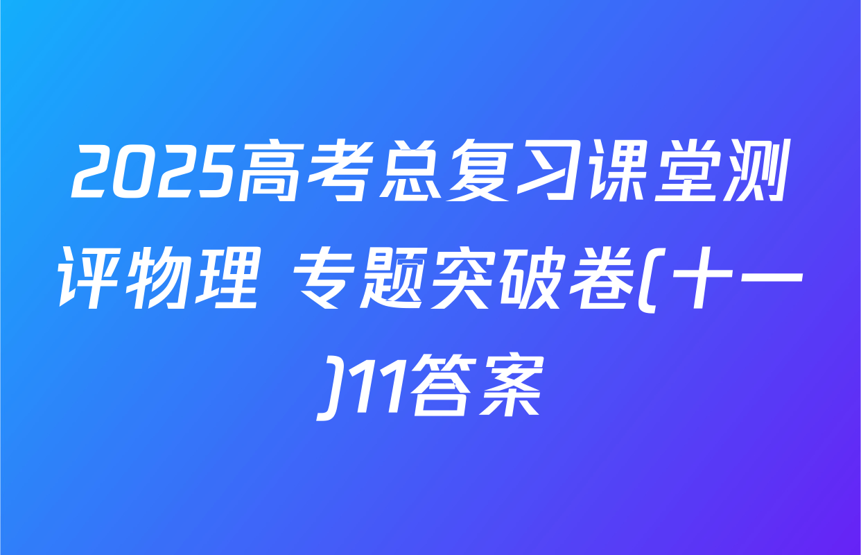 2025高考总复习课堂测评物理 专题突破卷(十一)11答案