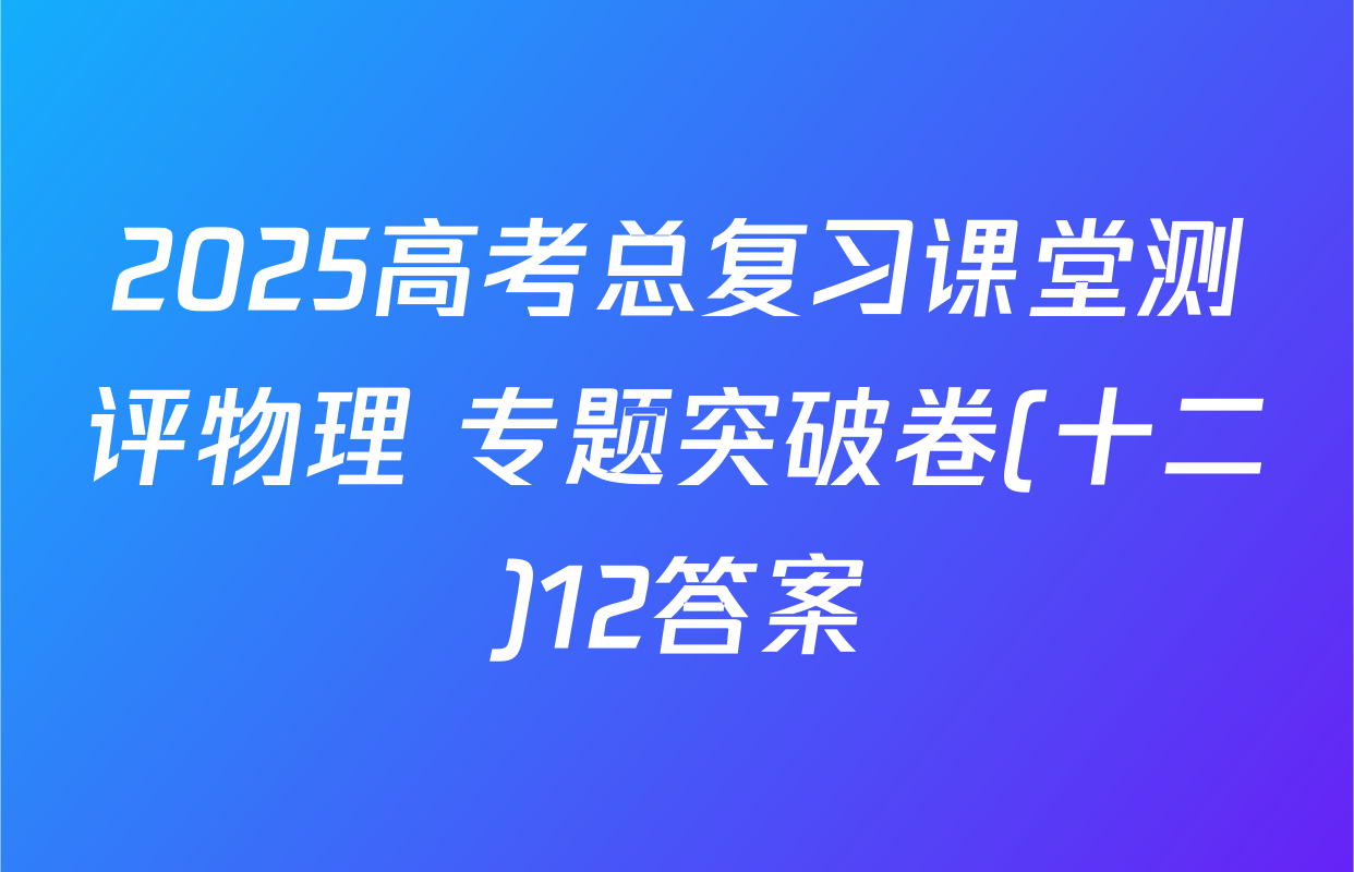 2025高考总复习课堂测评物理 专题突破卷(十二)12答案