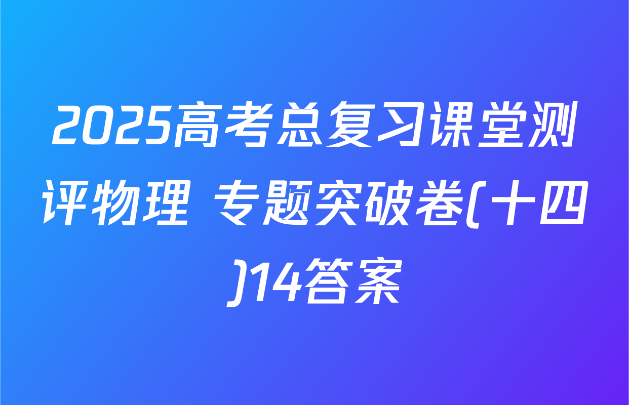 2025高考总复习课堂测评物理 专题突破卷(十四)14答案