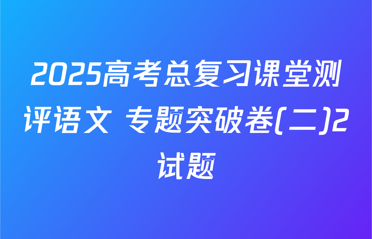 2025高考总复习课堂测评语文 专题突破卷(二)2试题