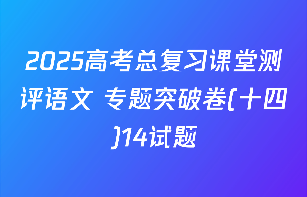 2025高考总复习课堂测评语文 专题突破卷(十四)14试题