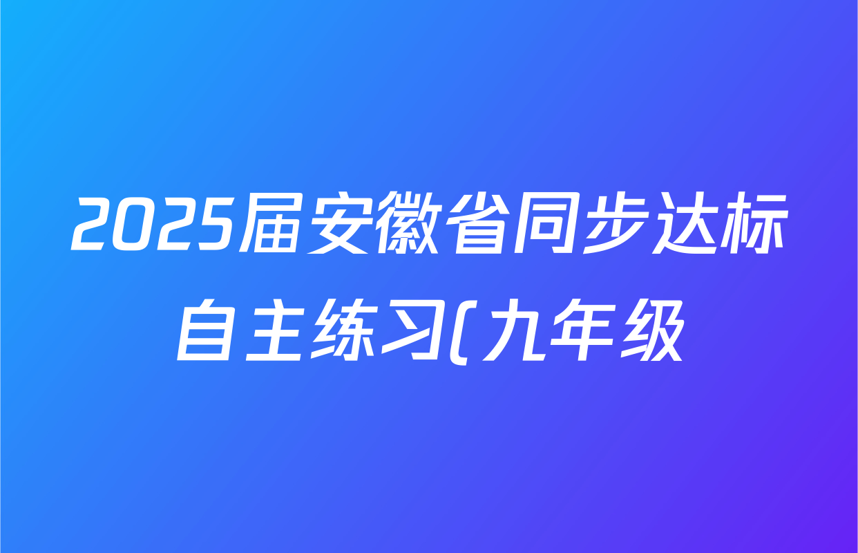 2025届安徽省同步达标自主练习(九年级) 九上 第二次(期中)物理(RJ)试题