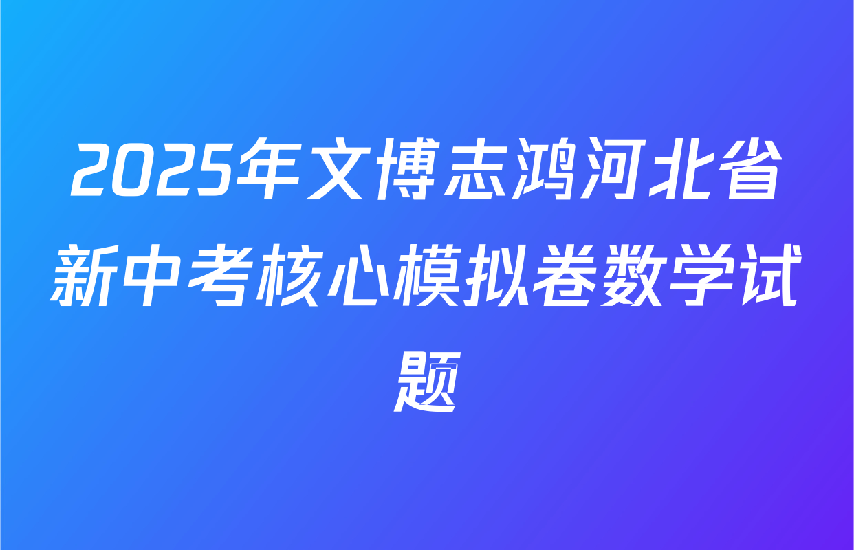 2025年文博志鸿河北省新中考核心模拟卷数学试题
