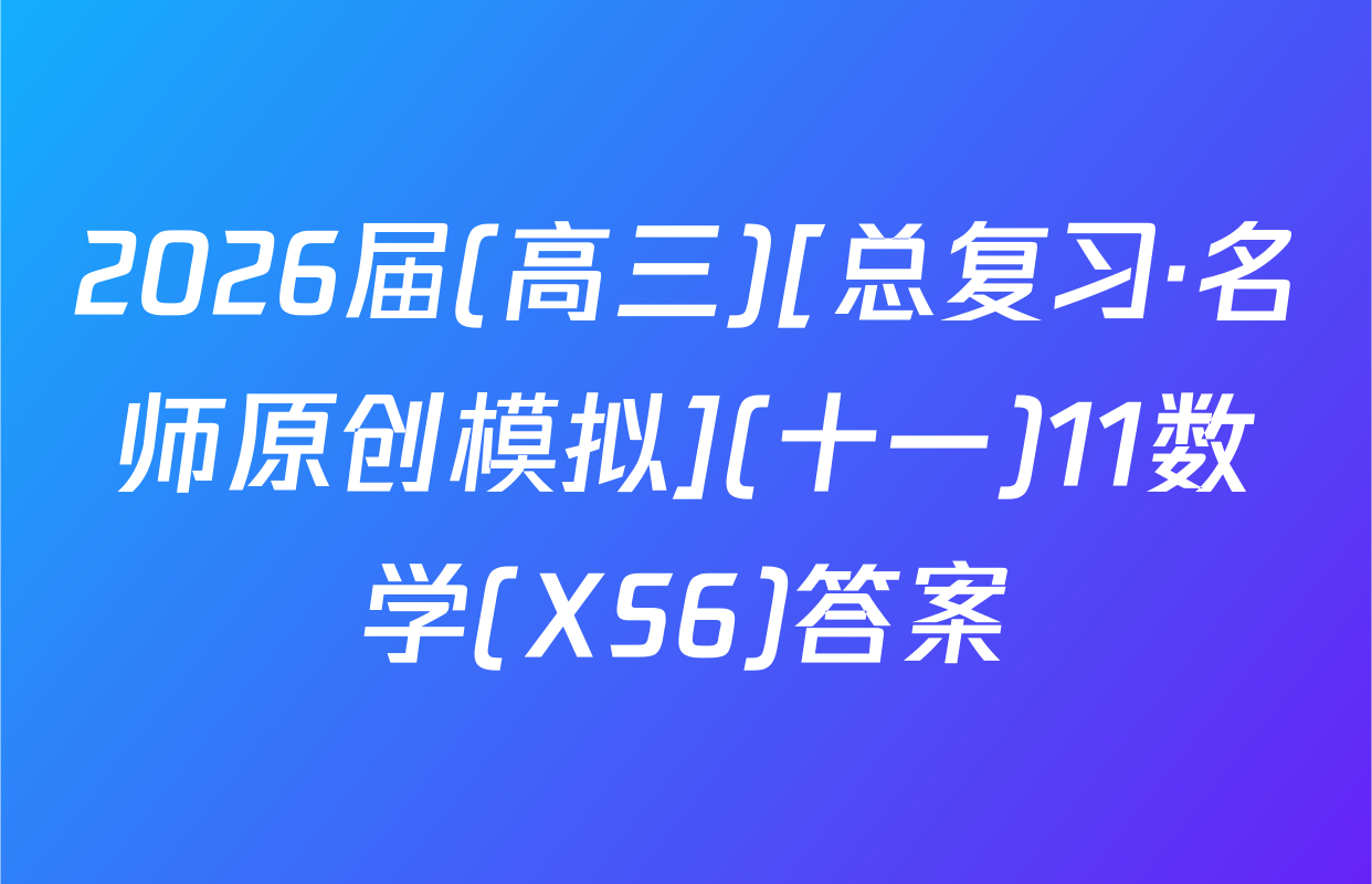 2026届(高三)[总复习·名师原创模拟](十一)11数学(XS6)答案