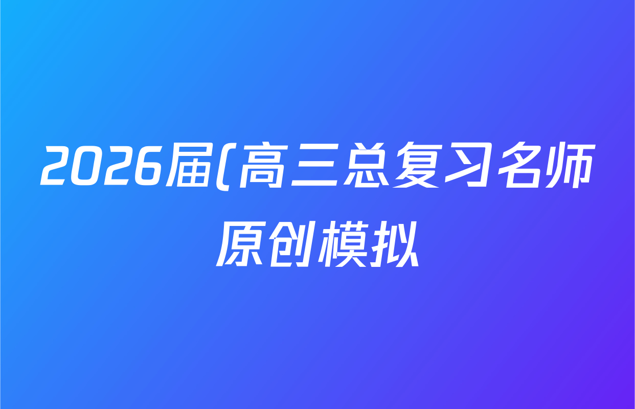 2026届(高三总复习名师原创模拟)(九)9政治(HEN6G)试题